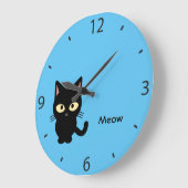 可愛い黒猫ニャーマンガ ラージ壁時計 (傾斜)