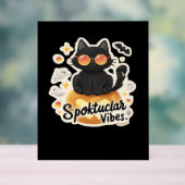 可愛い黒猫ハロウィンカボチャ特大Tシャツ アクリルサイン (ニュートラル)