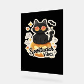 可愛い黒猫ハロウィンカボチャ特大Tシャツ アクリルサイン (傾斜)