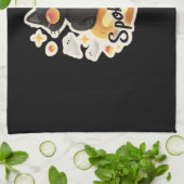 可愛い黒猫ハロウィンカボチャ特大Tシャツ キッチンタオル (折り畳み)