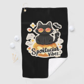 可愛い黒猫ハロウィンカボチャ特大Tシャツ ゴルフタオル (インサイチュ)