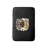 可愛い黒猫ハロウィンカボチャ特大Tシャツ バスマット (正面縦)