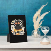 可愛い黒猫ハロウィンカボチャ特大Tシャツ フォトプラーク (側面)