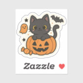 可愛い黒猫ハロウィンステッカー – かわいいカボチャ シール (シート)
