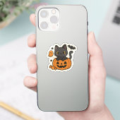 可愛い黒猫ハロウィンステッカー – かわいいカボチャ シール (スマートフォン)