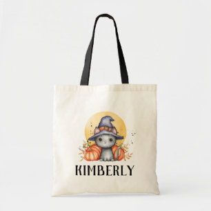 可愛い黒猫ハロウィンパーソナライズされたン トートバッグ