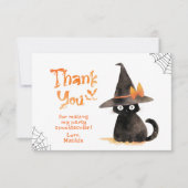 可愛い黒猫ハロウィン感謝していの誕生日 サンキューカード (正面)