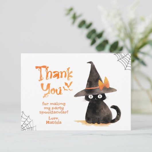 可愛い黒猫ハロウィン感謝していの誕生日 サンキューカード (スタンド正面)