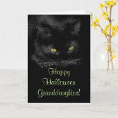 可愛い黒猫ハロウィーンの孫娘カード カード (黄色い花)