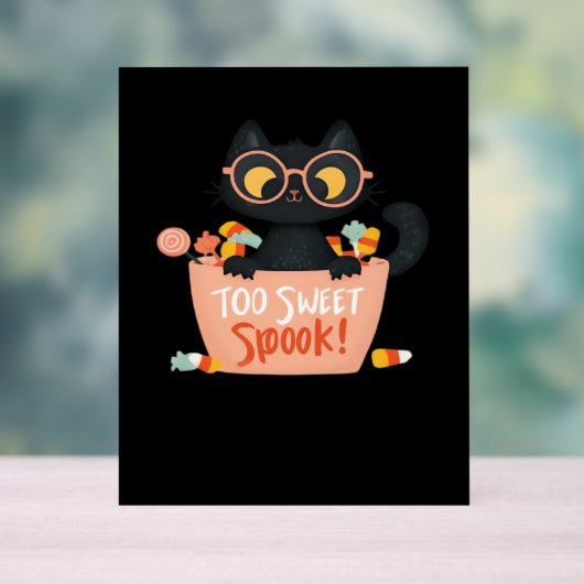 可愛い黒猫ハロウィーンキャンディ甘すぎるスポック – P アクリルサイン (ニュートラル)