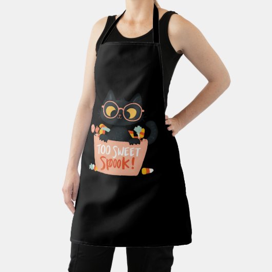 可愛い黒猫ハロウィーンキャンディ甘すぎるスポック – P エプロン (インサイチュ)