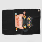 可愛い黒猫ハロウィーンキャンディ甘すぎるスポック – P ゴルフタオル (横)