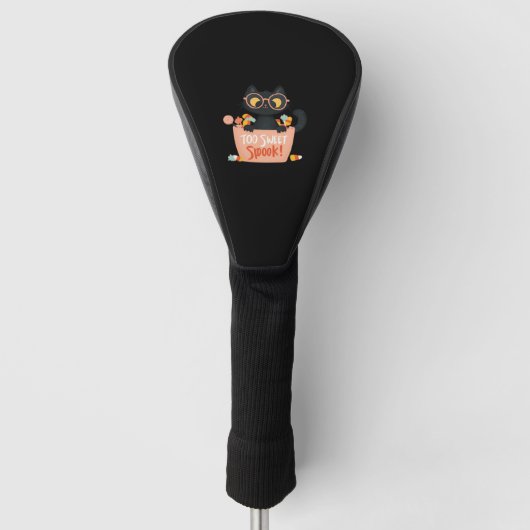 可愛い黒猫ハロウィーンキャンディ甘すぎるスポック – P ゴルフヘッドカバー (正面)