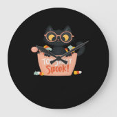 可愛い黒猫ハロウィーンキャンディ甘すぎるスポック – P ラージ壁時計 (正面)