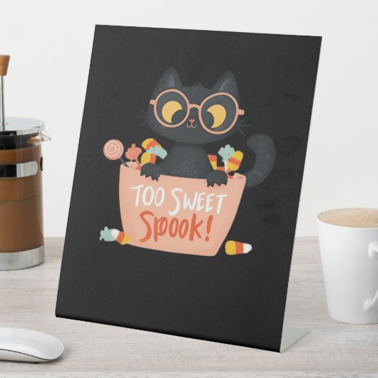 可愛い黒猫ハロウィーンキャンディ甘すぎるスポック – P 台座サイン (インサイチュ)