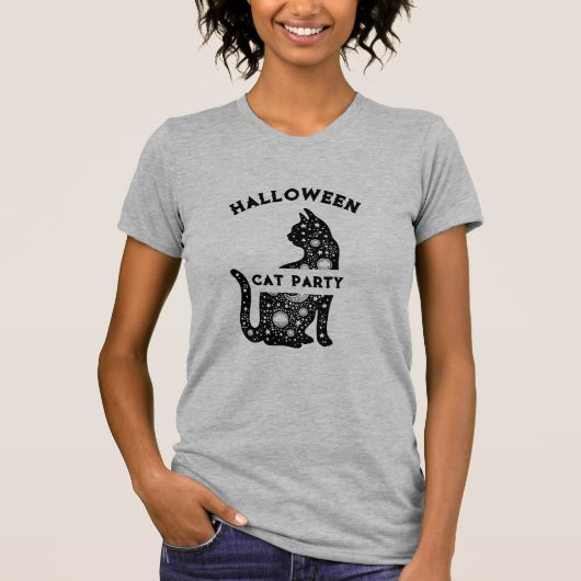 可愛い黒猫ハローウィンパーティ女Tシャツ Tシャツ (正面)