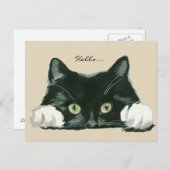可愛い黒猫ハローハガキ ポストカード (正面/裏面)