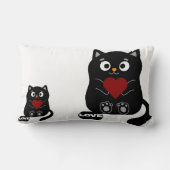 可愛い黒猫ハート枕付き ランバークッション (裏面)