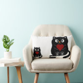 可愛い黒猫ハート枕付き ランバークッション (椅子)