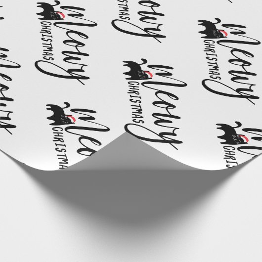 可愛い黒猫パターンめくりクリスマス ラッピングペーパー (角)