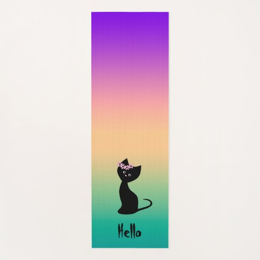 可愛い黒猫パーソナライズされた猫サマーグラデーション ヨガマット (正面)