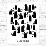 可愛い黒猫パーソナライズされた ポスター<br><div class="desc">かわいい黒猫。オリジナルアートby Nic Squirrell.名前をパーソナライズに変更。</div>