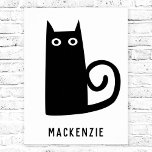 可愛い黒猫パーソナライズされた ポスター<br><div class="desc">おもしろいの黒猫。オリジナルアートby Nic Squirrell.名前をパーソナライズに変更。</div>
