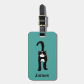 可愛い黒猫パーソナライズされた ラゲッジタグ (正面縦)