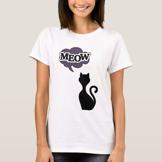 可愛い黒猫パープルミュー Tシャツ (正面)