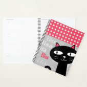可愛い黒猫ピンク水玉模様お名前 プランナー手帳 (ディスプレー)