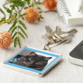 可愛い黒猫フォトターコイズ パーソナライズされた キーホルダー (側面)