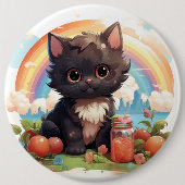 可愛い黒猫ボタン 缶バッジ (正面)