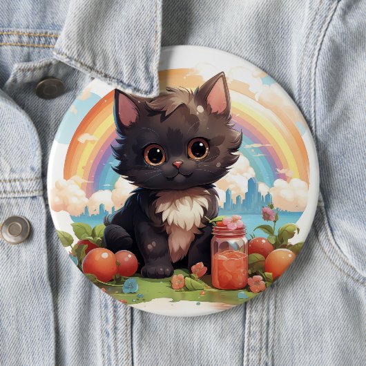 可愛い黒猫ボタン 缶バッジ (インサイチュ)