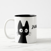 可愛い黒猫マグカップおもしろい- Hello Hooman Coffee Cup