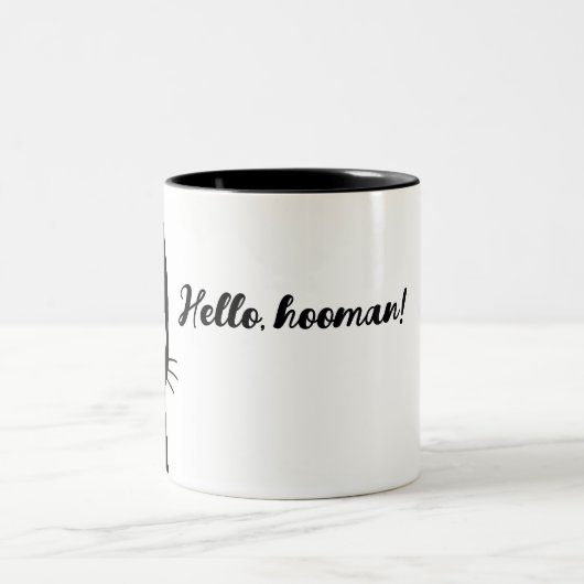 可愛い黒猫マグカップおもしろい- Hello Hooman Coffee Cup ツートーンマグカップ (中央)