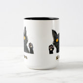 可愛い黒猫ママにパーソナライズ ツートーンマグカップ (中央)