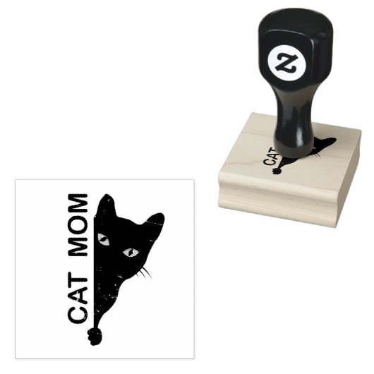 可愛い黒猫ママ ラバースタンプ (押印)