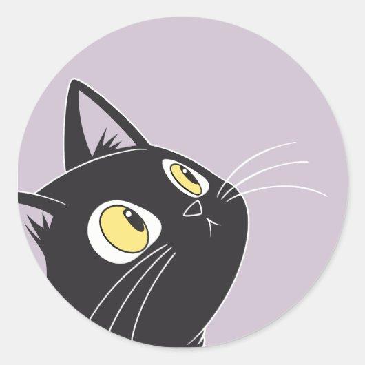 可愛い黒猫マンガ – キッズシール ラウンドシール (正面)