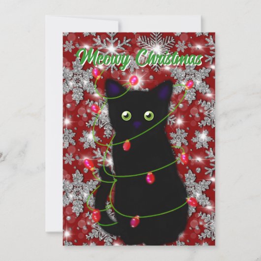 可愛い黒猫ミオウィクリスマス シーズンカード (正面)