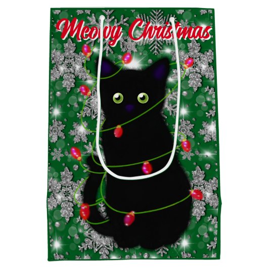 可愛い黒猫ミオウィクリスマス ミディアムペーパーバッグ (裏面)