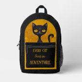 可愛い黒猫レザー プリントバックパック (正面)