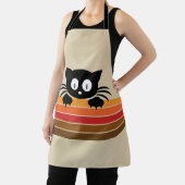 可愛い黒猫レトロなストライプ エプロン (インサイチュ)