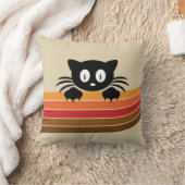 可愛い黒猫レトロなストライプ クッション (ブランケット)