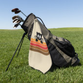 可愛い黒猫レトロなストライプ ゴルフタオル (グリーン)