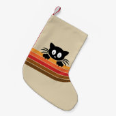 可愛い黒猫レトロなストライプ スモールクリスマスストッキング (正面 (吊り時))