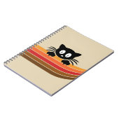 可愛い黒猫レトロなストライプ ノートブック (左側)