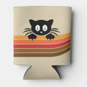 可愛い黒猫レトロなストライプ 缶クーラー (正面)