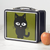 可愛い黒猫レトロ金物弁当箱 メタルランチボックス (インサイチュ)