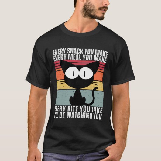 可愛い黒猫ヴィンテージ Tシャツ (正面)