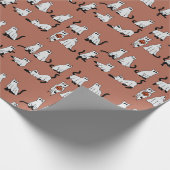 可愛い黒猫幽霊衣装カボチャのハロウィン ラッピングペーパー (角)